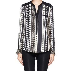 Sandro Silk stars blouse US‎ Medium/ size 1 Luxury Old Money Mobwife